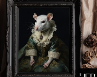 Victorian Mouse Portrait Print: Dark Cottagecore Animal Art (Digital Download)