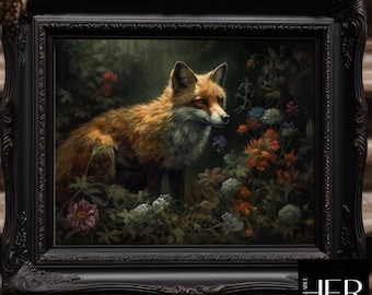 Fox in Dark Forest Print: Cottagecore Gothic Animal Wall Art (Digital Download)
