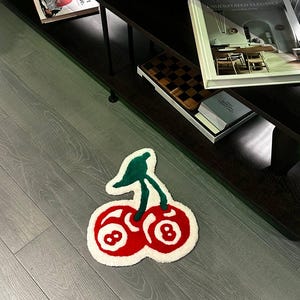 Kersen handgemaakt 8-ball vloerkleed