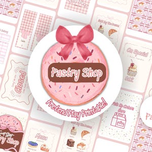 Pastelería de juguete para imprimir Juego dramático para niños Tienda de juegos Letreros de panadería para niños para imprimir Juego dramático para niños en edad preescolar