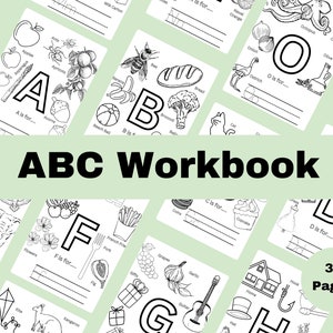 Printable ABC Workbook Educational Activities Learning Sheets  ABC Alphabet Practice for Preschool and Kindergarten Colorable Worksheets