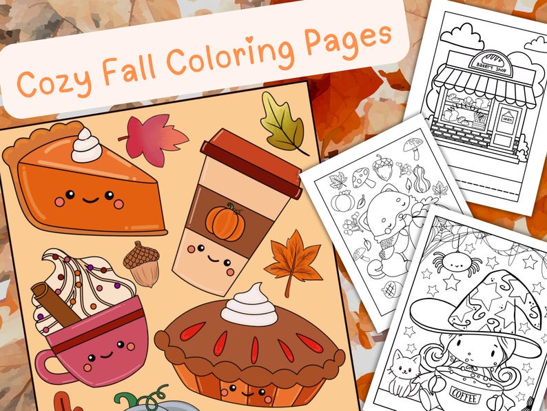 Cozy Fall Cute Simple Coffee Shop Coloring Pages Bundle Coloring Pages for Adults and Kids - Etsy