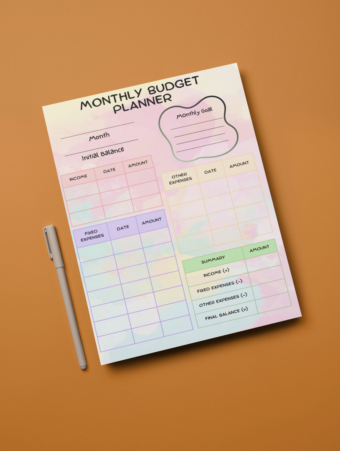 Budget and Expense Tracker Budget Overview Template Printable - Etsy