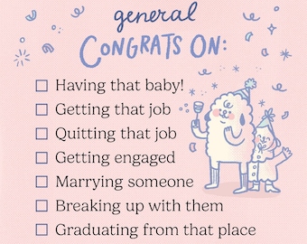 General Congratulations Checklist Greeting Card | Funny Cute Kawaii Card 4.25 x 5.5"