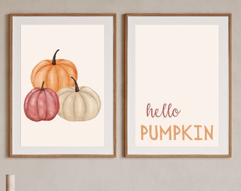 Pumpkin Printable Wall Art, Pumpkin Fall Decor, Vintage Pumpkin, Fall Wall Art, Fall Farmhouse