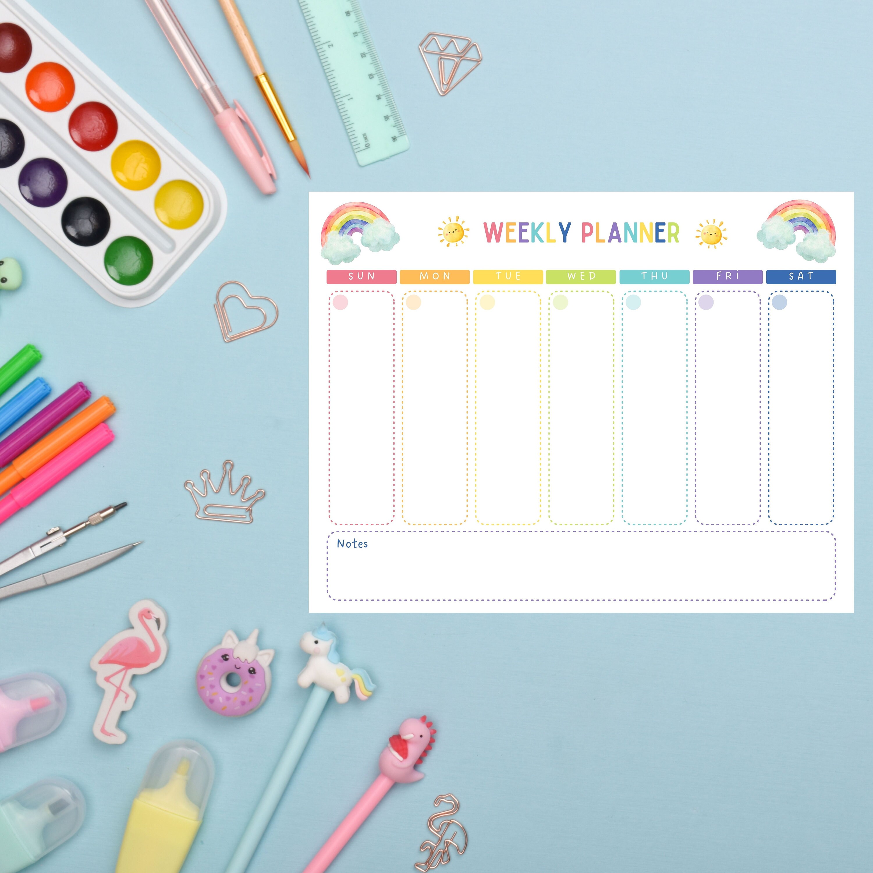 Kids Weekly Planner Printable, Rainbow Daily Planner, Homeschool ...
