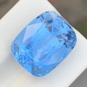 20.90 Cts Goshenite | Genuine Faceted Cushion Blue Aquamarine Goshenite Ring | Blue Beryl Jewelry