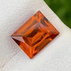 1.70 CT&#39;s Hessonite Garnet | Natural Loose Baguette Shape Reddish Orange Hessonite Garnet Ring | Cinnamon Stone