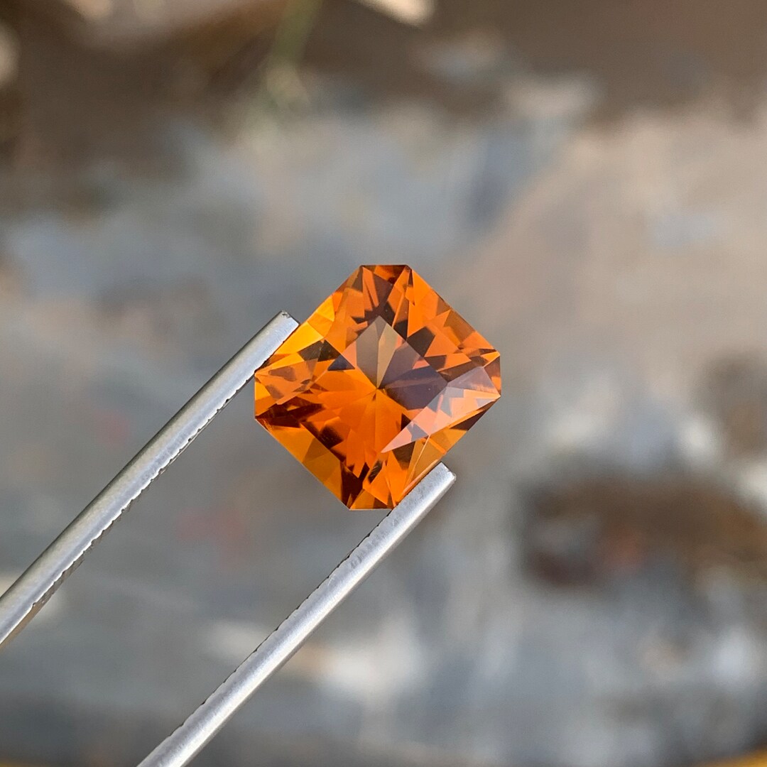 6.55 Ct's Faceted Mandarin Citrine Authentic Loose Mandarin Citrine Gem