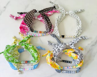 Personalized Fabric Name Bracelet: Beaded Cotton Charm Bracelet