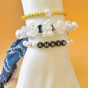3 PC Bandana Name Bracelet Set | Heishi Personalized Bracelets | Fabric Bracelets | Bracelets for Women| Trendy Summer Bracelets