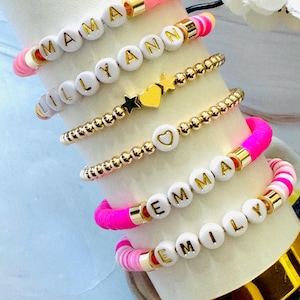 Pulseras Heishi / Pulseras Heishi personalizadas con nombre / Pulseras de amistad con nombre / Pulseras con nombre personalizado / Pulseras / Pulsera de cuentas