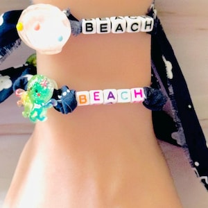 Bandana Bracelet | Personalized Bandana Fabric Bracelets | Beach Time Bandana Bracelets with Charms | Marine Life Bracelet
