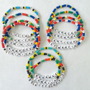 Caribbean Seed Bead Bracelet: Gold Accents, Handmade Heishi Disc Jewelry