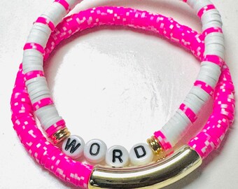 Conjunto de 2 Pulseiras Heishi Personalizadas | Pulseira Heishi Personalizada | Pulseiras da Amizade | Pulseira | Presente para Ela | Pulseira Feminina