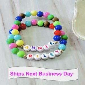 Kids Personalized Beaded Bracelets | Acrylic Beaded Bracelets | Braceksts With Name | Beaded Bracelets | Bracelets with Words Kids
