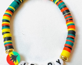 Rasta  Bracelet: Jamaican Seed Bead Bracelet, Adjustable, stretch pony beads Bracelets, Sliding Knot Rasta Bracelet, Jamaica Jewelry