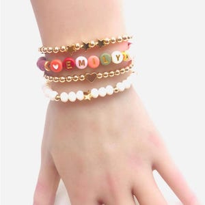 Pulseras para el Día de la Madre / Pulseras con Nombre Heishi / Pulseras Personalizadas / Pulseras de la Amistad / Pulseras con Cuentas y Letras / Pulsera de Cuentas