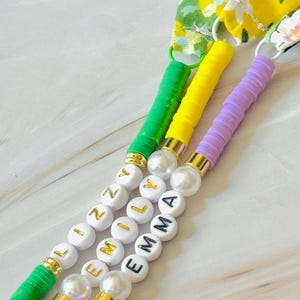 Pulsera Heishi personalizada con nombre de tela y heishi / Pulseras de tela / Pulsera Heishi con palabras / Pulseras Heishi para niñas / Pulsera Heishi de tela