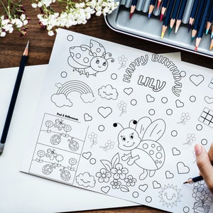 Personalized Ladybug Birthday Coloring Placemat