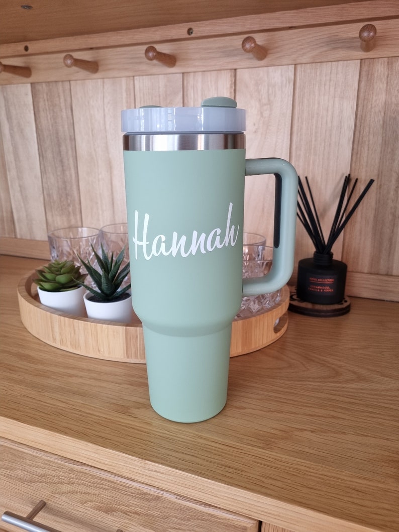 40oz Tumbler, Cold Cup With Lid, Handle & Straw Stanley Dupe