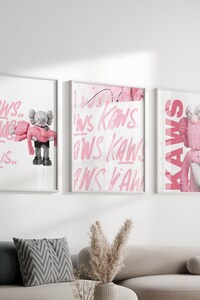 Pink Hypebeast Figure Poster, Set of 3,Hypebeast Figure,Printable Minimalist,pink graffiti, Hypebeast Decor,graffiti art,DIGITAL DOWNLOAD