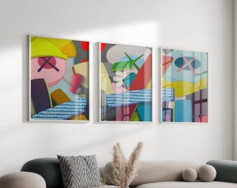 Graffiti Hypebeast Poster,set of 3,Printable KAWS Graffiti Poster,Hypebeast Toys,Hypebeast Sneaker, Sneaker Prints,DIGITAL DOWNLOAD