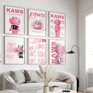 Conjunto de 6 pósteres de grafiti de Hypebeast rosa, figura de Hypebeast, decoración minimalista imprimible de Hypebeast, descarga digital
