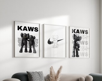 Poster Hypebeast minimaliste, lot de 3, affiche KAWS imprimable, jouets Hypebeast, impression graffiti, TÉLÉCHARGEMENT NUMÉRIQUE