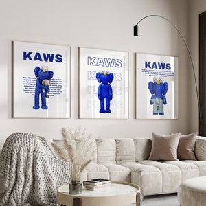 Set blu di 3 poster stampabili Hypebeast, poster KAWS, giocattoli KAWS, stampa graffiti, figura, giocattoli Hypebeast, download digitale