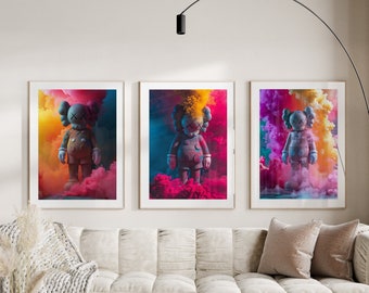 Hypebeast Poster,set of 3,Printable KAWS Graffiti Poster,Hypebeast Toys,Hypebeast Sneaker, DIGITAL DOWNLOAD