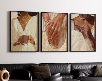 Set of 3 Black Woman Art,Minimalist BLM Art,Feminine Black Girl Art,Black Female art,Melanin art,Black Woman Grill,DIGITAL DOWNLOAD