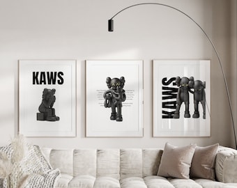 Minimalist Hypebeast Poster,set of 3,Printable KAWS Poster,Hypebeast Toys,DIGITAL DOWNLOAD Md-17