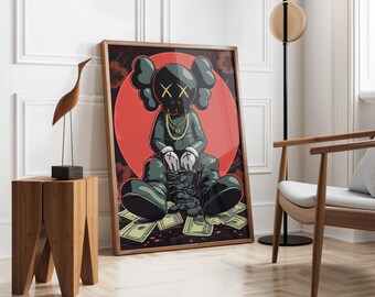 Hypebeast Single Poster,printable KAWS Graffiti Poster,kaws