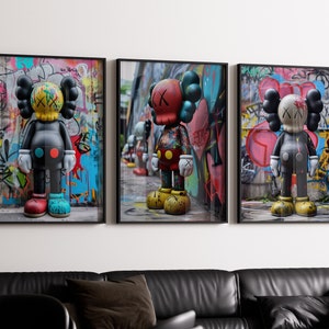 Hypebeast Poster,set of 3,Printable KAWS Graffiti Poster,Hypebeast Toys,Hypebeast Sneaker, Sneaker Prints,DIGITAL DOWNLOAD