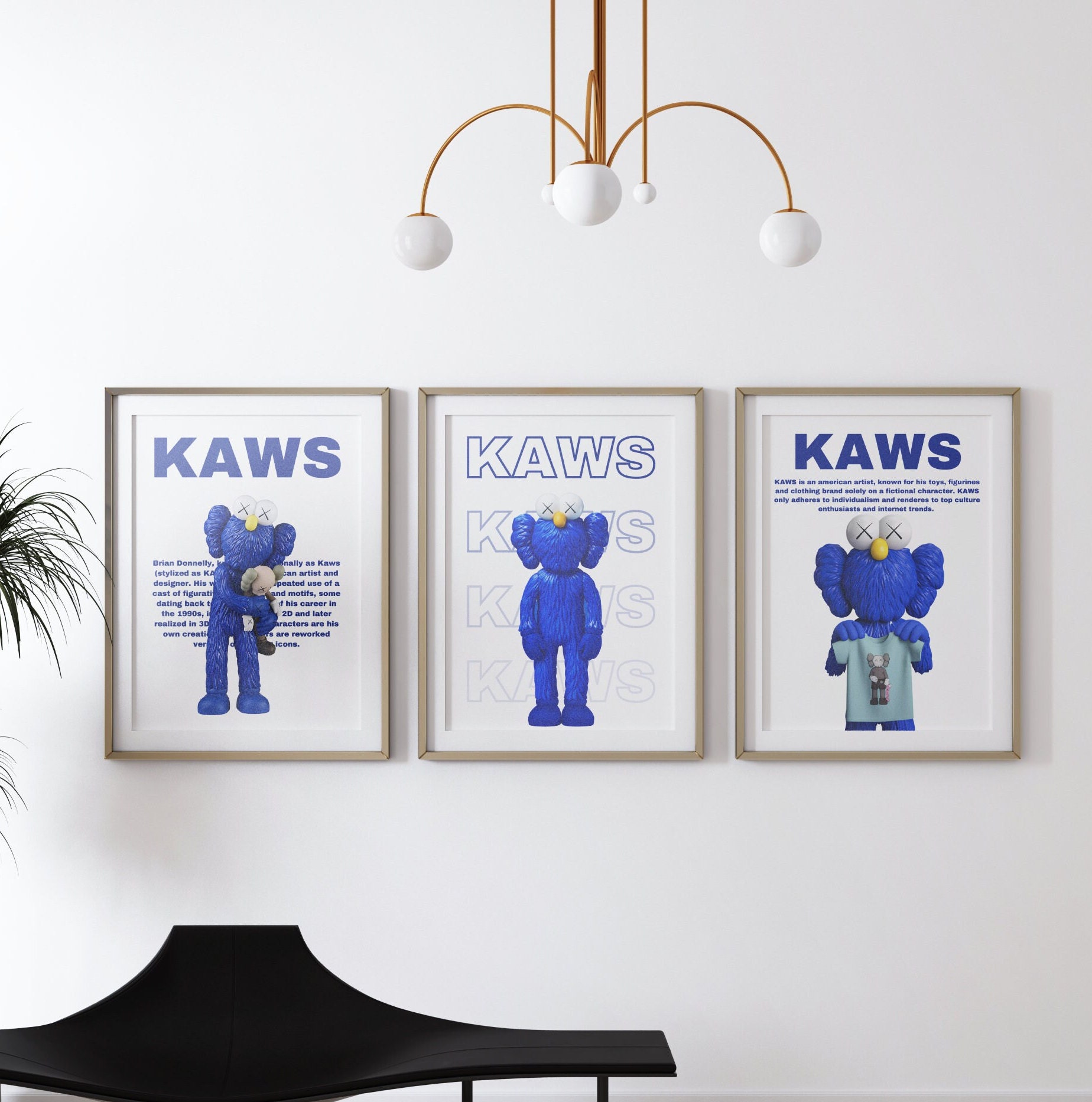 Blue Set of 3 Hypebeast Printable Poster,kaws Poster,kaws