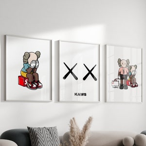 Póster minimalista de Hypebeast, juego de 3, póster imprimible de KAWS, juguetes de Hypebeast, DESCARGA DIGITAL