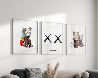 Minimalist Hypebeast Poster,set of 3,Printable KAWS Poster,Hypebeast Toys,DIGITAL DOWNLOAD