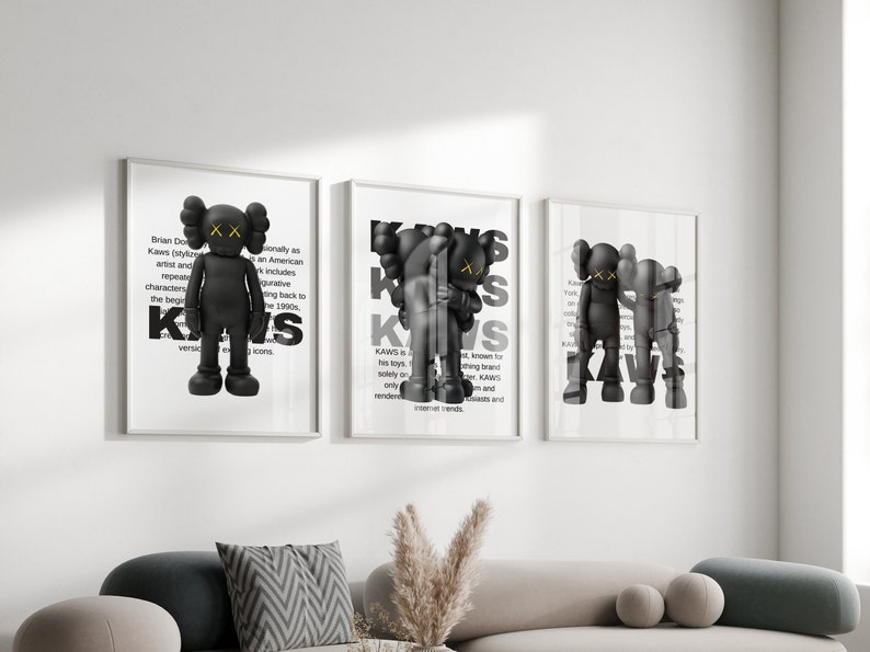 set of 3 Hypebeast Figure Poster,Printable KAWS,Hypebeast Toys,Hypebeast Decor,graffiti print,Graffiti print,Digital Dowload image 3