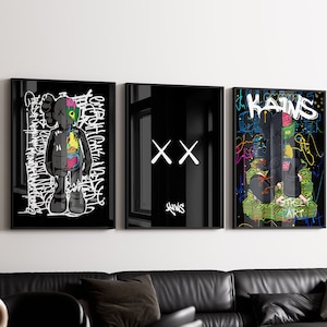 Hypebeast Golden Poster,set of 3,printable Gold Kaws