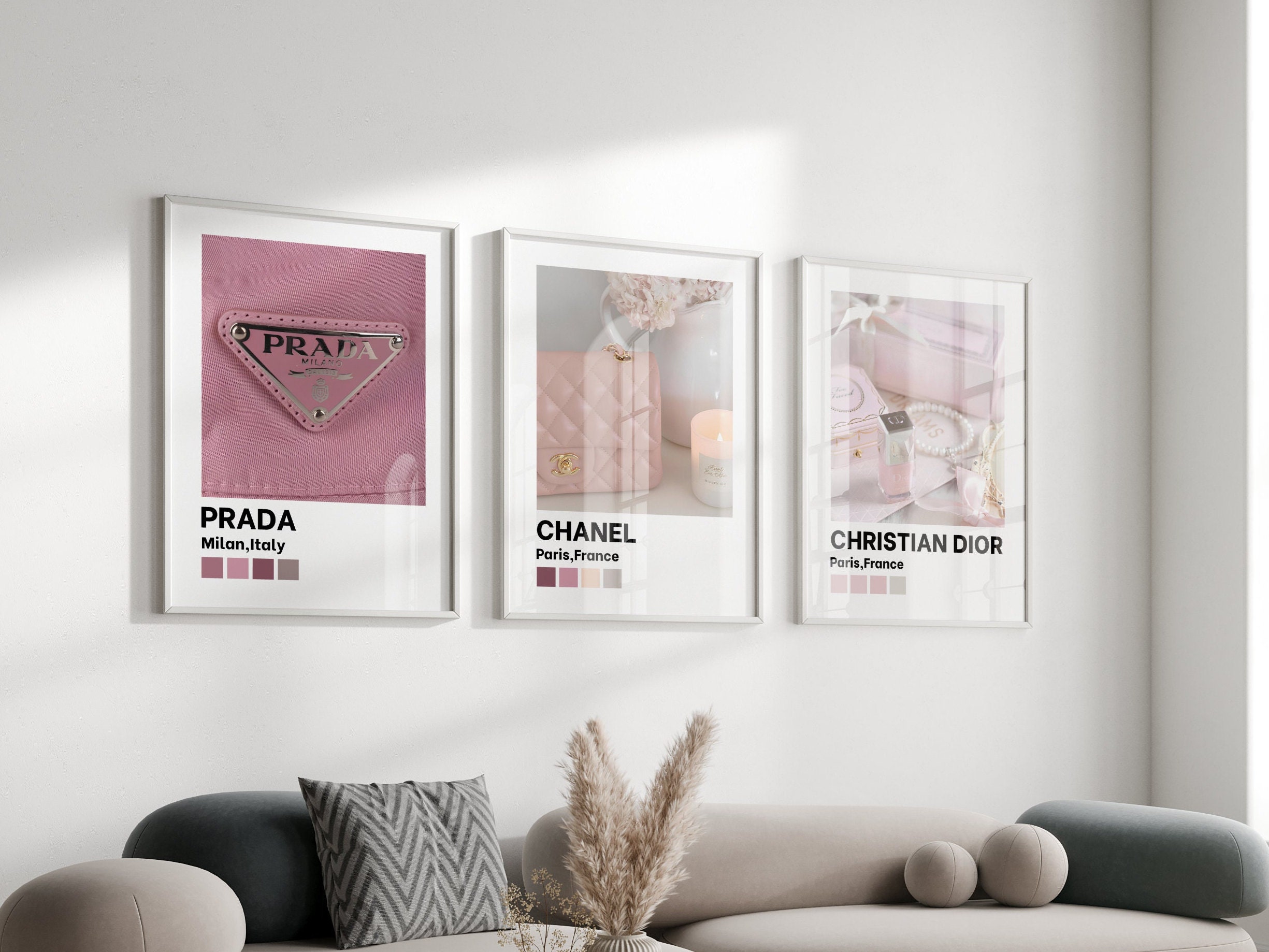 Set of 3 Designer Handbag Watercolour Prints | Gucci Prada Louis Vuitton |  Bedroom Dressing Room Home Decor Wall Art Poster Gifts for Her