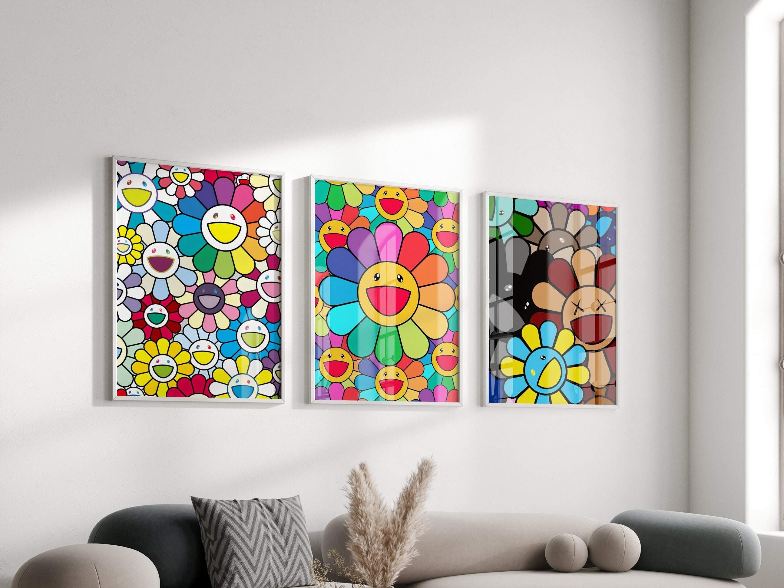 Takashi Murakami Rainbow Sunflower Pillow Y2K Plush Pillow Handcrafted  Stylish Cushion Decoration Y2K Room Decor Hypebeast Fashion 