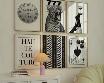 Set of 6 Black & White Apartment Decor, Trendy Teen Decor, Stockholm Style Poster, Funky Aesthetic, Dorm Art | Digital Download