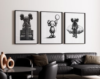 Graffiti Hypebeast Poster,set of 3,Printable KAWS Graffiti Poster,Hypebeast Toys,Hypebeast Sneaker, Sneaker Prints,DIGITAL DOWNLOAD