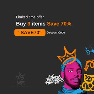 May include: A limited time offer to save 70% on three items with the discount code "SAVE70". The image features a colourful illustration of a person with a crown and a bear wearing a crown. The text "MST DESIGN STUDIO" is at the bottom of the image.