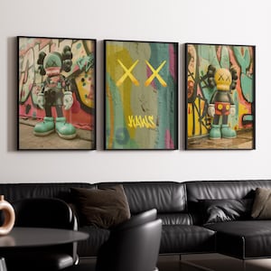 Graffiti Hypebeast Poster,set of 3,Printable KAWS Graffiti Poster,Hypebeast Toys,Hypebeast Sneaker, Sneaker Prints,DIGITAL DOWNLOAD