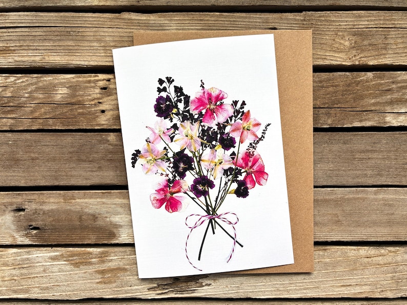 Pressed Flowers Note Cards, 4 Cards in Series. Print Reproductions, 1 ...