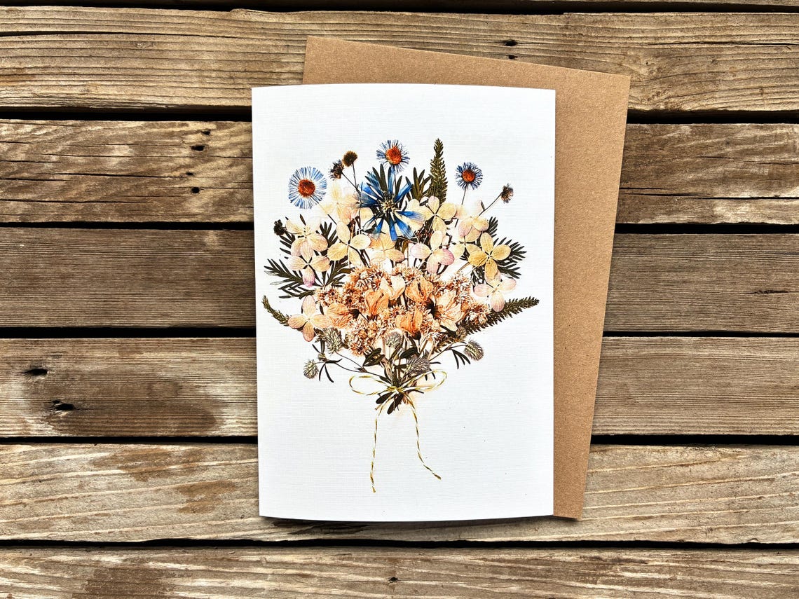 Pressed Flowers Note Cards, . 4 Cards in Series, 1 of Each. - Etsy