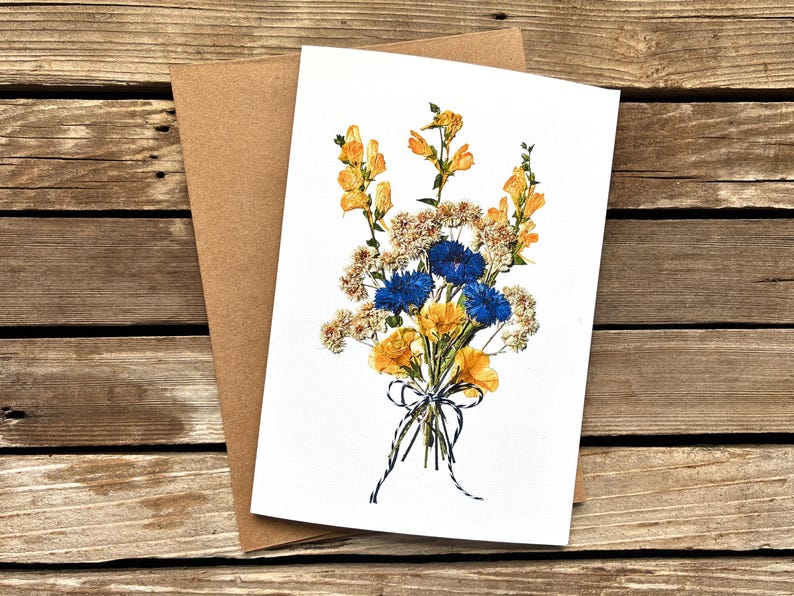 Pressed Flowers Note Cards, 4 Cards in Series. Print Reproductions, 1 ...