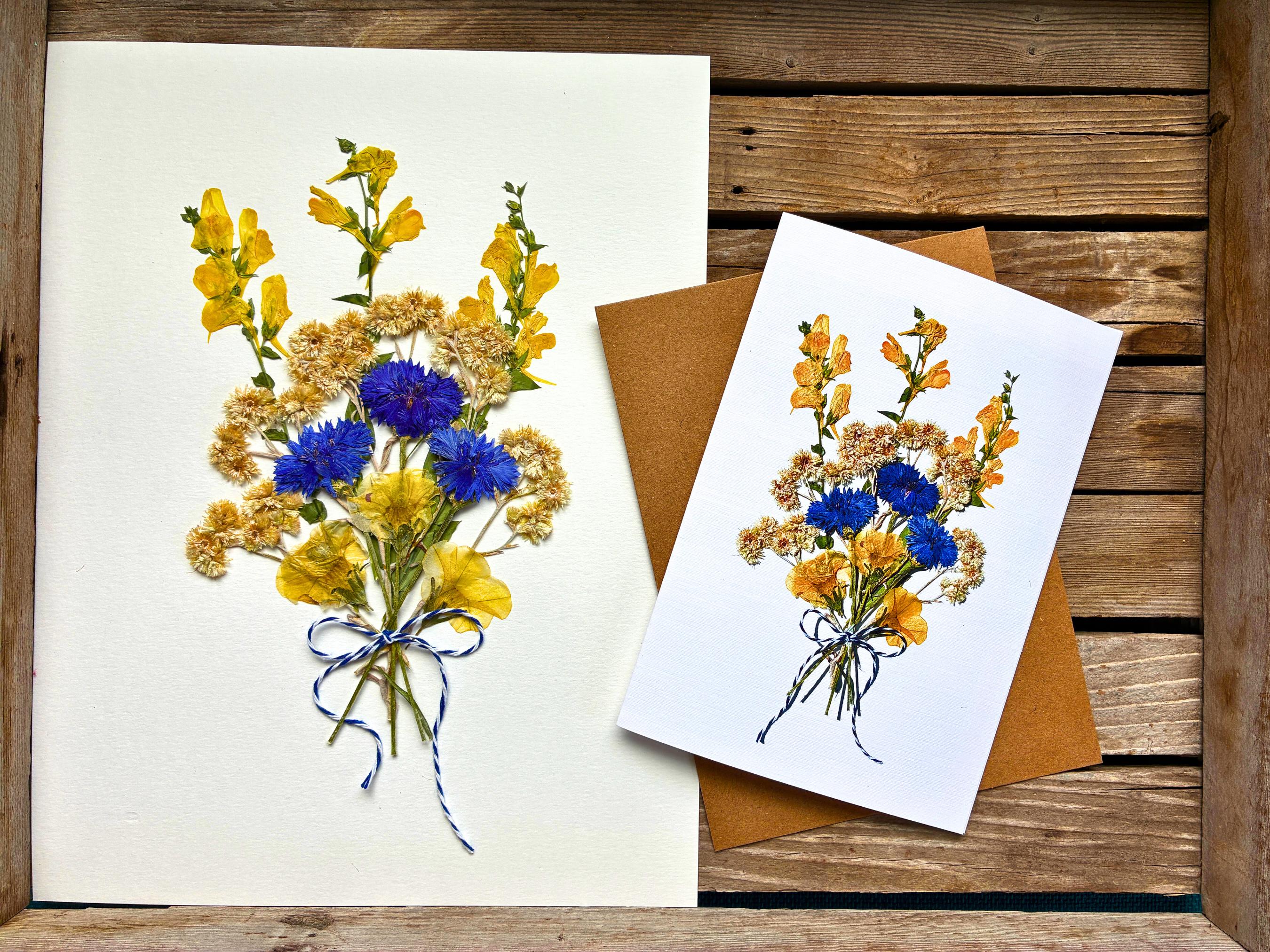 Pressed Flowers Note Cards, 4 Cards in Series. Print Reproductions, 1 ...